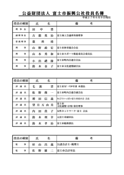 公益財団法人 富士市振興公社役員名簿