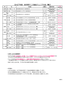 H27年度 岩手県テニス協会ジュニア大会一覧