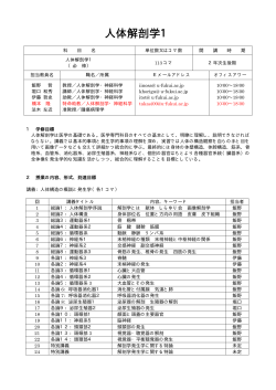 人体解剖学1 - 福井大学SYLLABUS