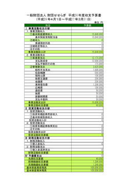 一般財団法人 財団せせらぎ 平成26年度収支予算書 (平成26年4月1日