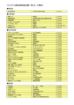 プレミアム商品券取扱店舗一覧（6/18現在）