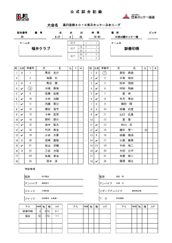 大会名 福井クラブ 診療印刷 公 式 試 合 記 録