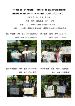平成27年度 第38回府民総体 長岡京市テニスの部（ダブルス） 2015．5