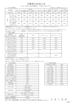 手数料のお知らせ