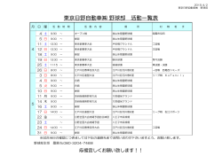 東京日野自動車   野球部 活動一覧表