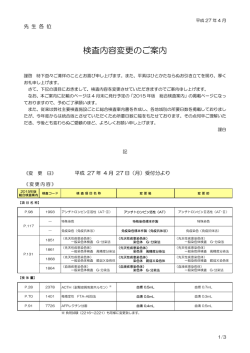 検査内容変更のご案内