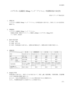 エダラボン点滴静注 30mg バッグ「アイロム」外袋開封後の安定性