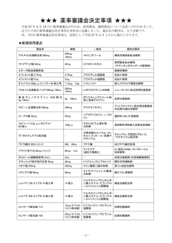 薬事審議会決定事項