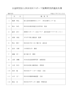 理事・評議員名簿 - 世田谷区スポーツ振興財団