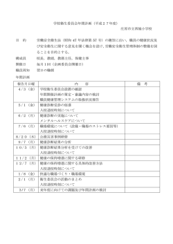 学校衛生委員会年間計画（平成27年度） 庄原市立西城小学校 目 的