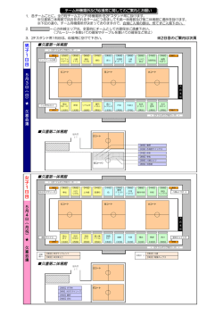 チーム待機場所、応援席の案内とお願い