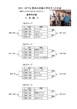 2015 OFTG 春休み初級小学生テニス大会 ≪ 本 戦 ≫