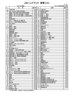 JISハンドブック 保管リスト - JARi 社団法人日本鉄道車輌工業会