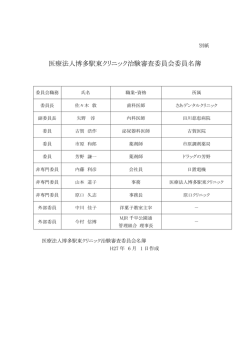 医療法人博多駅東クリニック治験審査委員会委員名簿