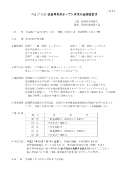 滋賀県冬季オープン卓球大会開催要項