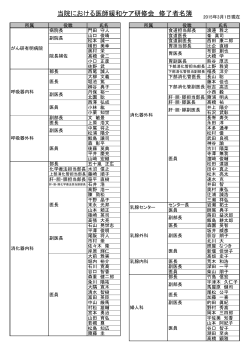 当院における医師緩和ケア研修会 修了者名簿