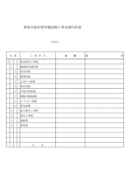 新屋米穀店精米機設備工事見積内訳書