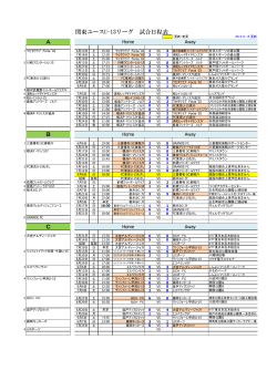 関東ユースU-13リーグ 試合日程表 A B C D
