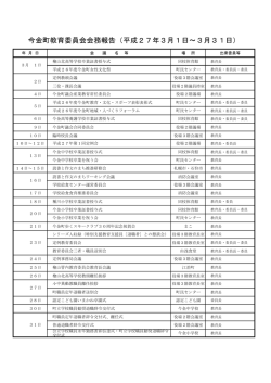 今金町教育委員会会務報告（平成27年3月1日～3月31日）
