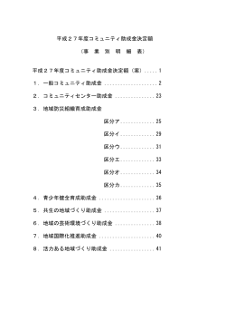 平成27年度コミュニティ助成金決定額（案） （事 業 別