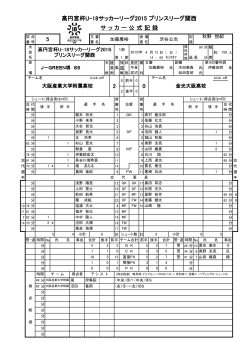 高円宮杯U-18サッカーリーグ2015 プリンスリーグ