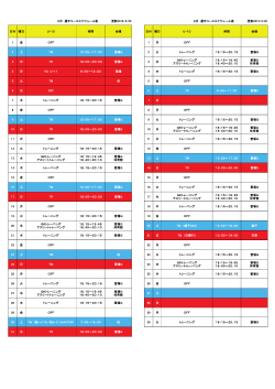 2015 ジュニア選手コーススケジュール表
