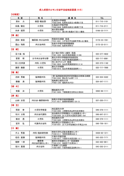 成人成長ホルモン分泌不全症地区委員（65名）