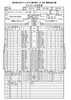 公式記録 - 関西クラブユースサッカー連盟