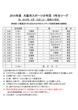 2015年度 大阪市スポーツ少年団 5年生リーグ