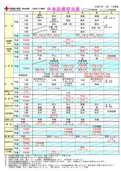 外来診療担当表 - 三原赤十字病院