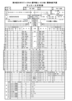 公式記録 - 関西クラブユースサッカー連盟
