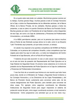 Discurso &ndash; Ernesto Murro - Caja de Jubilaciones y Pensiones