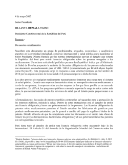 4 de mayo 2015 Señor Presidente OLLANTA