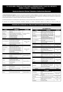 HORARIO DE ATENCION AL P&Uacute;BLICO INSTITUCIONES