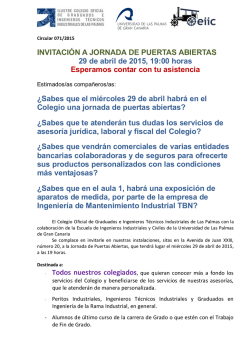 INVITACI&Oacute;N A JORNADA DE PUERTAS ABIERTAS 29 de abril de