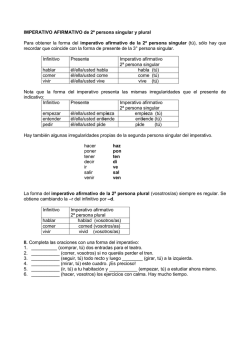 IMPERATIVO AFIRMATIVO de 2&ordf; persona singular y plural Para