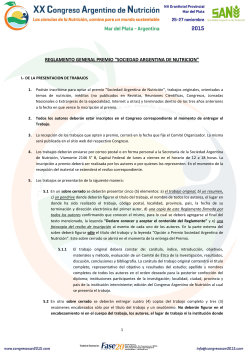 reglamento general premio - XX Congreso Argentino de Nutrición
