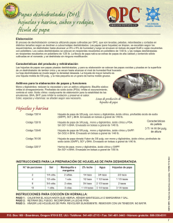 Papas deshidratadas (DH), hojuelas y harina