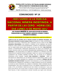 Comunicado 14 HUELGA FEDERACION MINERA PERU