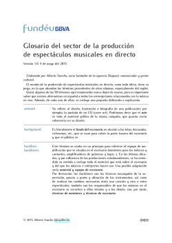 Glosario del sector de la producci&oacute;n de espect&aacute;culos musicales en
