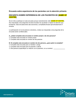 Encuesta sobre experiencia de los pacientes con la atención