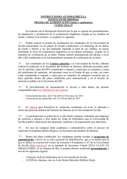 Instrucciones matr&iacute;cula prueba de acreditaci&oacute;n 2014-15