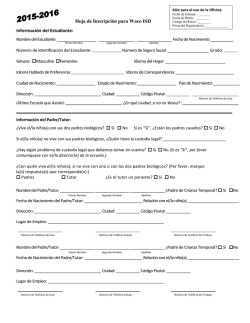 Hoja de Inscripci&oacute;n para Waco ISD Informaci&oacute;n del Estudiante: