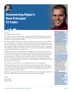 Announcing Rigler`s New Principal TJ Fuller