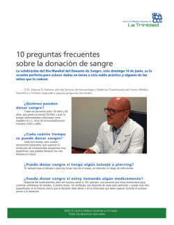 10 preguntas frecuentes sobre la donaci&oacute;n de sangre