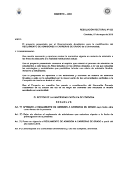 Reglamento de admisión - Universidad Católica de Córdoba