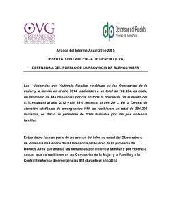 Avance del Informe Anual 2014-2015 OBSERVATORIO VIOLENCIA