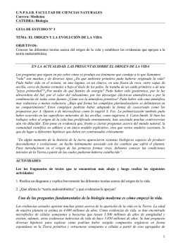 GUIA DE ESTUDIO N&ordm; 3 El origen de la vida