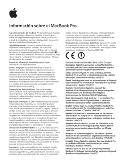 Informaci&oacute;n sobre el MacBook Pro