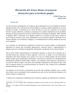 Desviación del Arroyo Bruno un proyecto destructivo para el